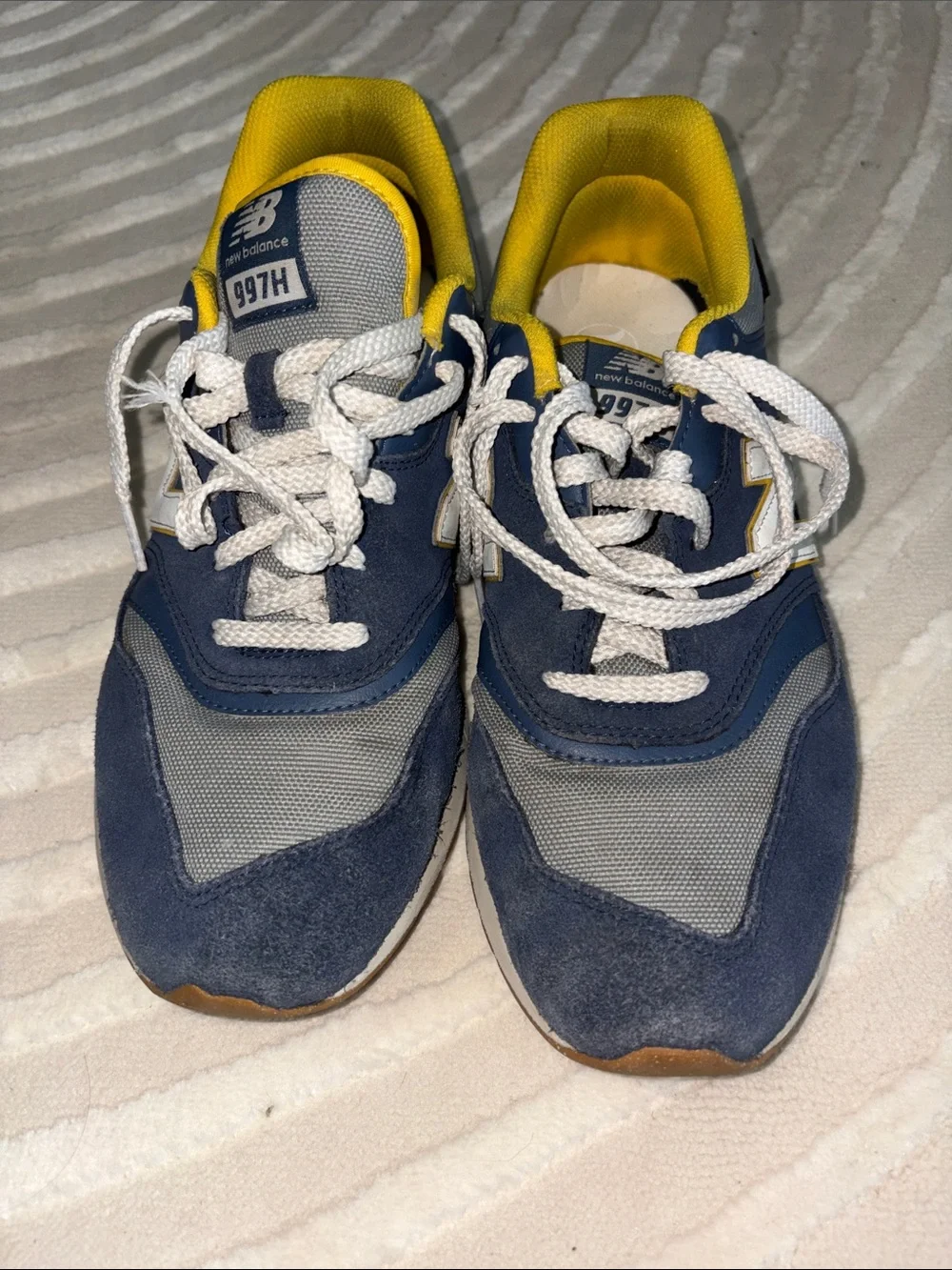 New Balance Kids Navy and Yellow Retro Runner Sneakers